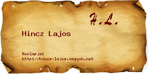 Hincz Lajos névjegykártya
